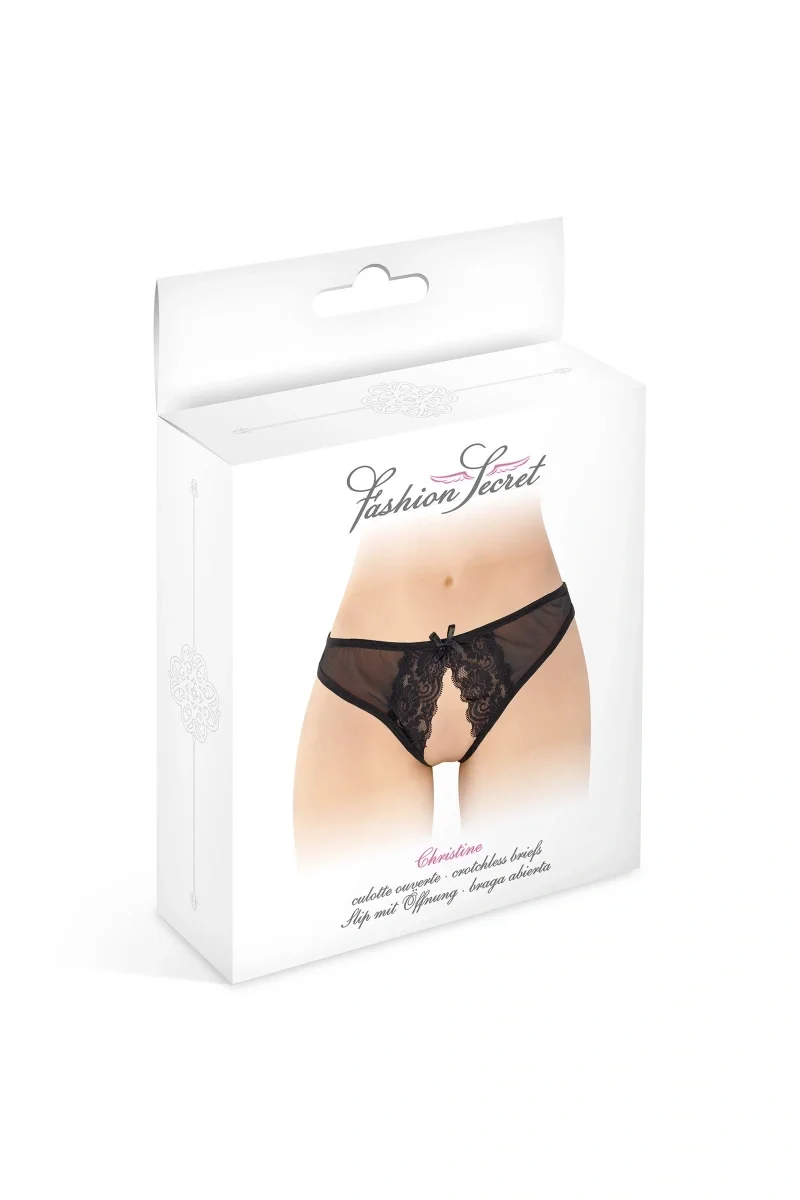 Christine Crotchless Bikini, Black, S-L - Image 3