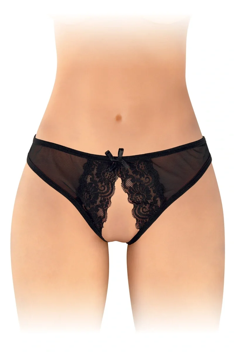 Christine Crotchless Bikini, Black, S-L - Image 2