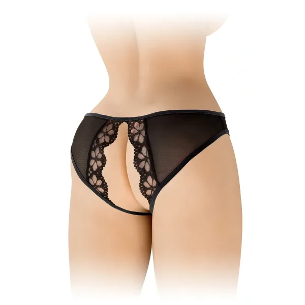 Ambre Crotchless Bikini, Black, S-L