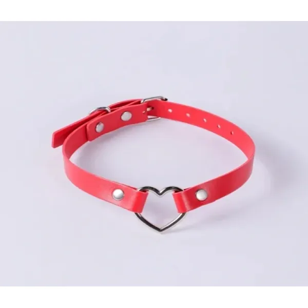 Love PVC Choker Metal Heart - Red