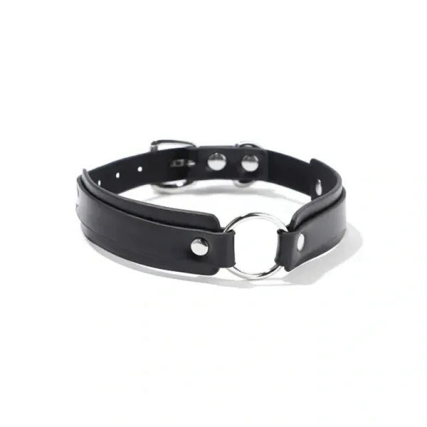 Fetish Love Choker Metallic Ring, Black