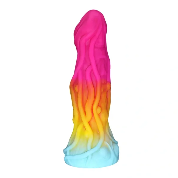 Fantasy Alien Dildo with Suction Cup, Liquid Silicone, Multicolor, 20.3 cm
