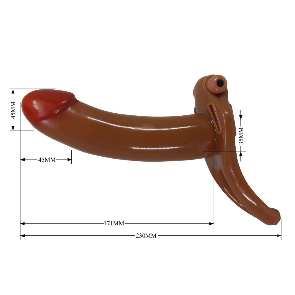 Pretty Love Bradden Harness Briefs with Hollow Vibrating Dildo Set - Brown - Image 3