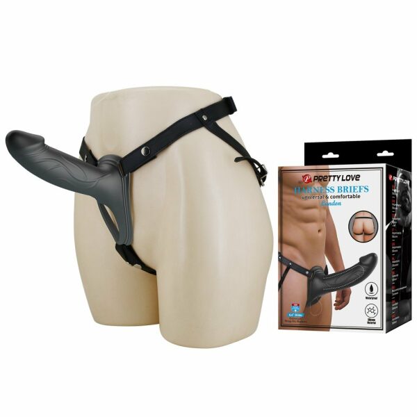 Pretty Love Landon, Universal Strap-On Harness with Hollow Silicone Dildo Set - Black