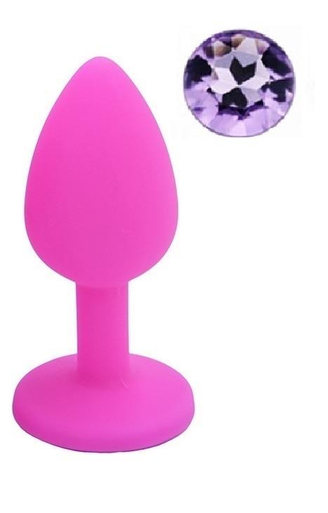 Anal Silicone Color Buttplug Small With Crystal Base / Assorted Colors - Image 2