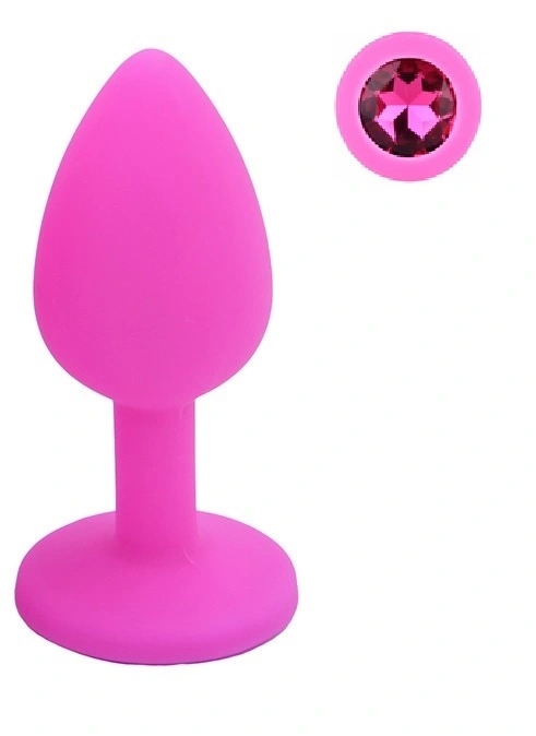 Anal Silicone Color Buttplug Small With Crystal Base / Assorted Colors - Image 5