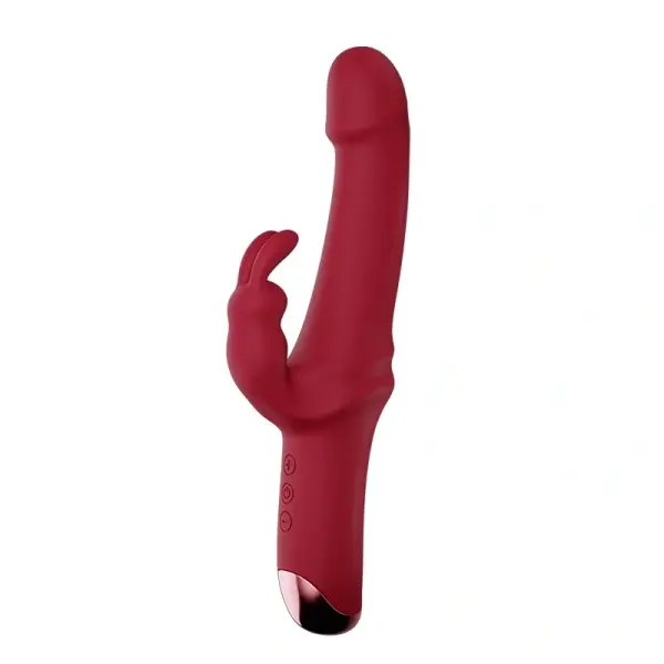 Great Realistic Rabbit Vibrator, 10 Powerful Vibration Modes, Silicone, USB Rechargeable - Red