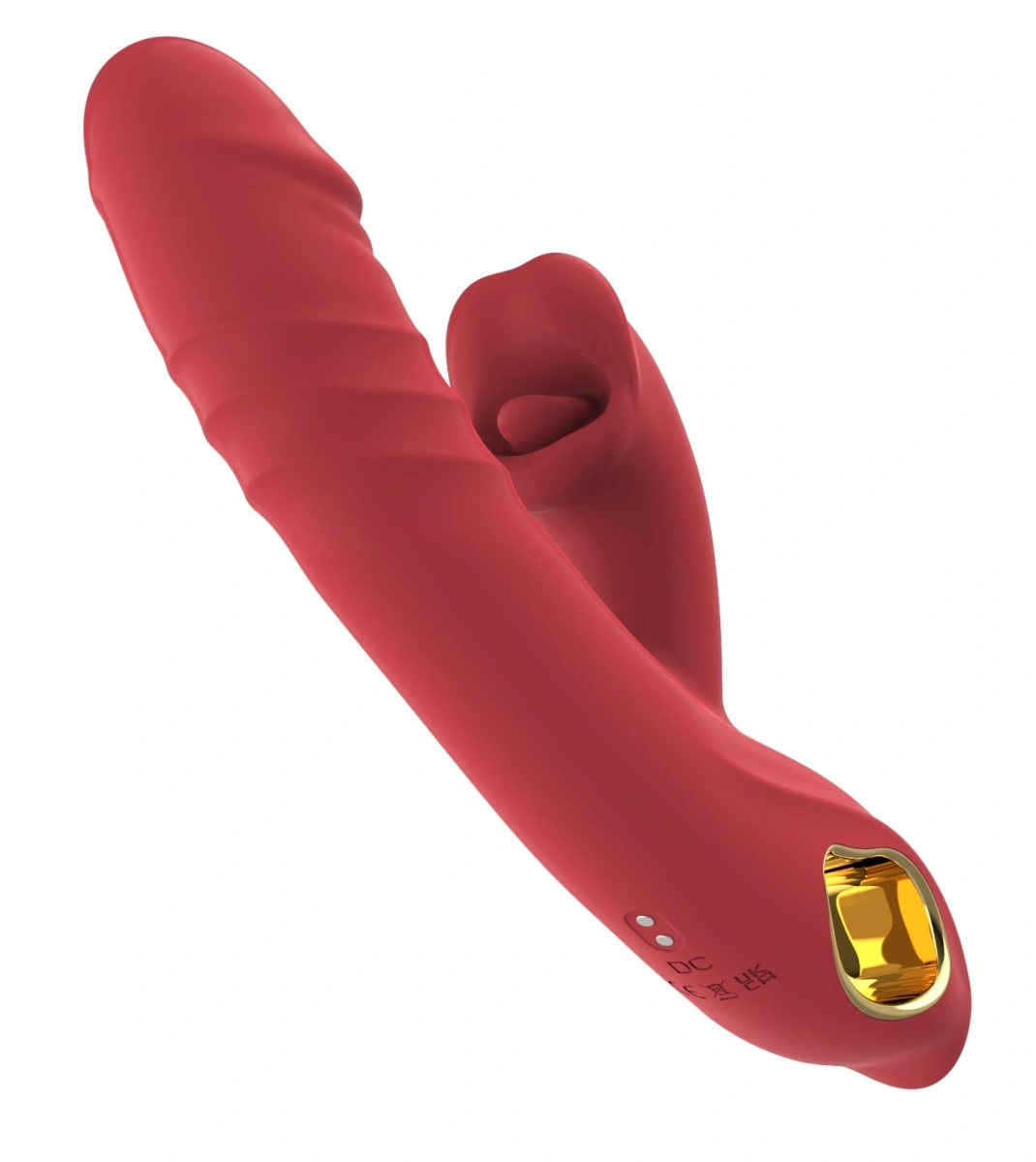 Rabbit Silicone Vibrator, 10 Vibration Modes, 5 Thrusting Modes, 5 Biting Modes, USB Rechargeable - Red - Image 3