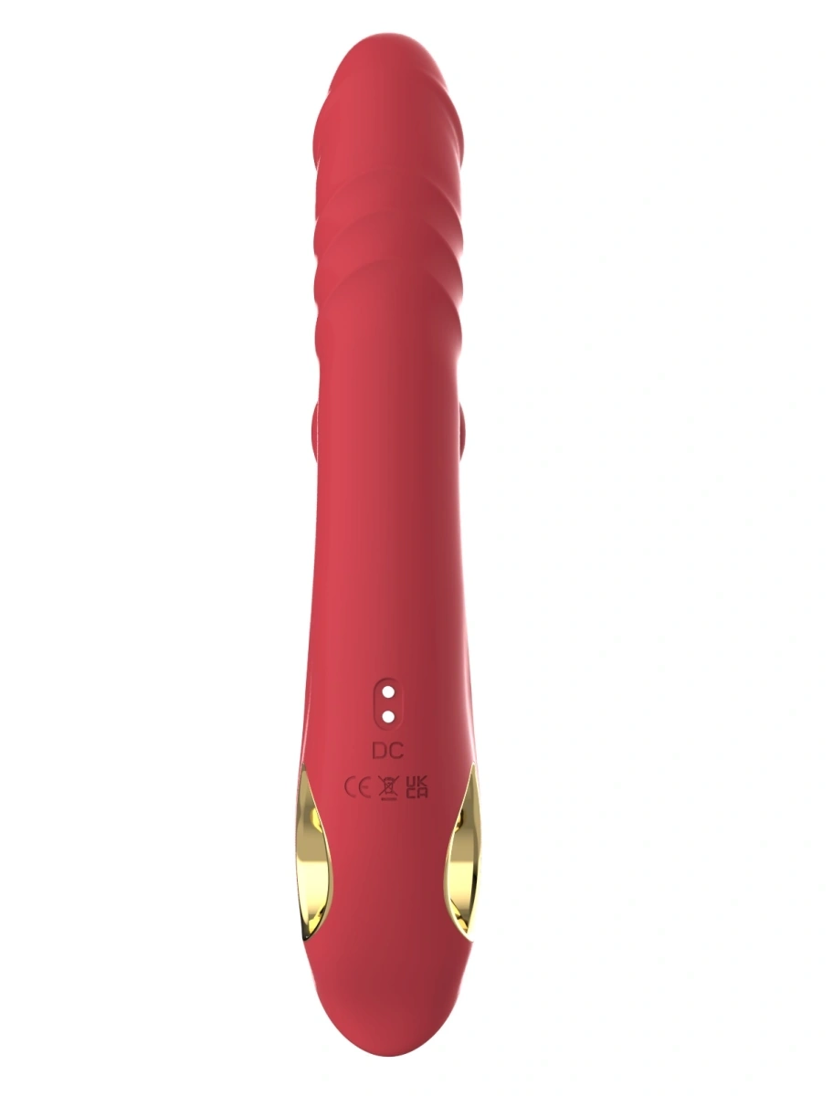 Rabbit Silicone Vibrator, 10 Vibration Modes, 5 Thrusting Modes, 5 Biting Modes, USB Rechargeable - Red - Image 7
