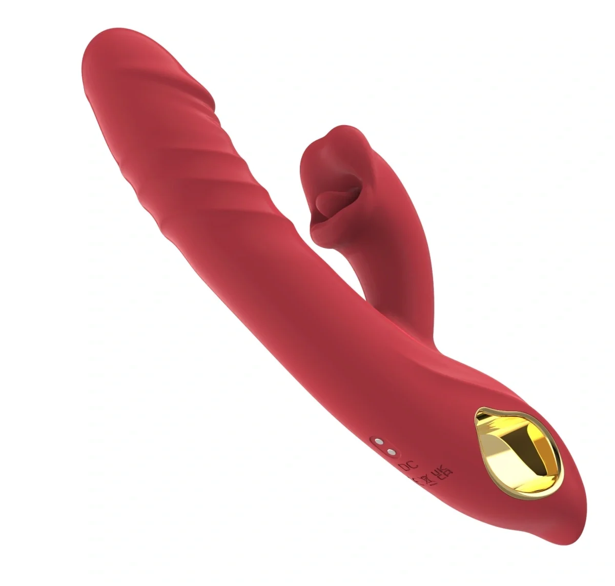 Rabbit Silicone Vibrator, 10 Vibration Modes, 5 Thrusting Modes, 5 Biting Modes, USB Rechargeable - Red - Image 2
