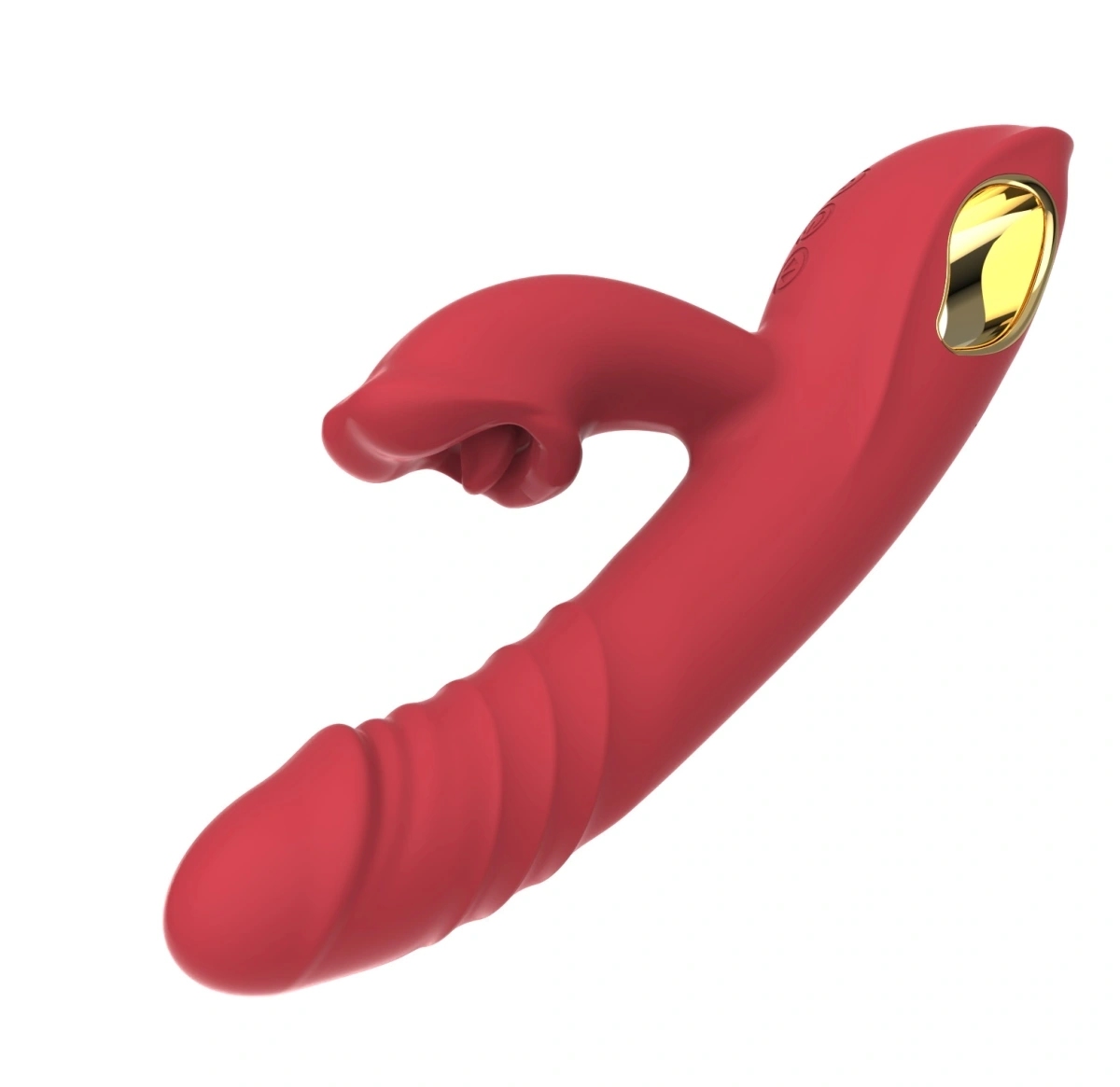 Rabbit Silicone Vibrator, 10 Vibration Modes, 5 Thrusting Modes, 5 Biting Modes, USB Rechargeable - Red - Image 4