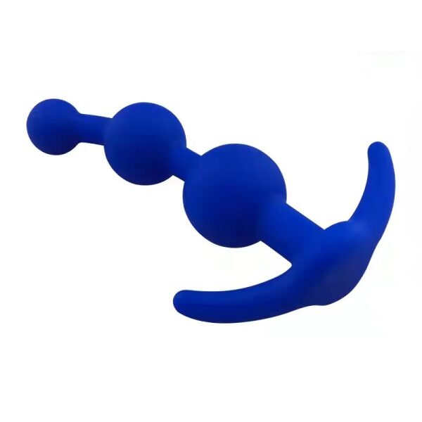 Anal Beads Butt Plug, Silicone, Blue, 13 cm