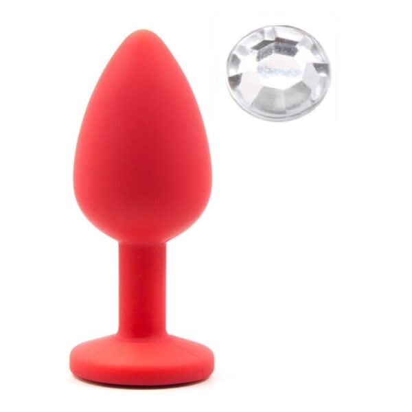 Anal Silicone Color Buttplug Small With Crystal Base / Assorted Colors