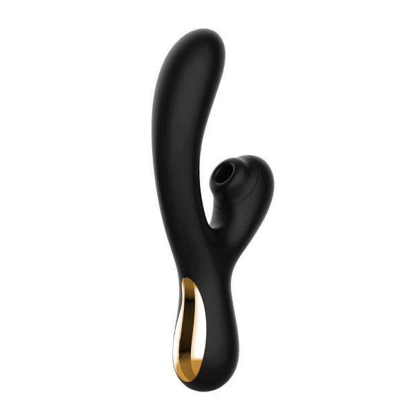 G-Spot Rabbit Silicone Vibrator, Anna, Vibrating and Air Pulse Modes, USB Rechargeable - Black