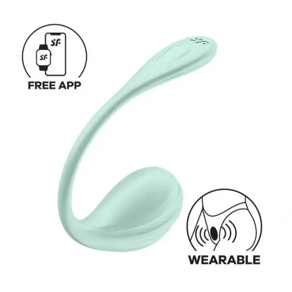 Satisfyer Smooth Petal, APP Controll, G-spot Vibrating Vaginal Silicone Rechargeable Egg - Green