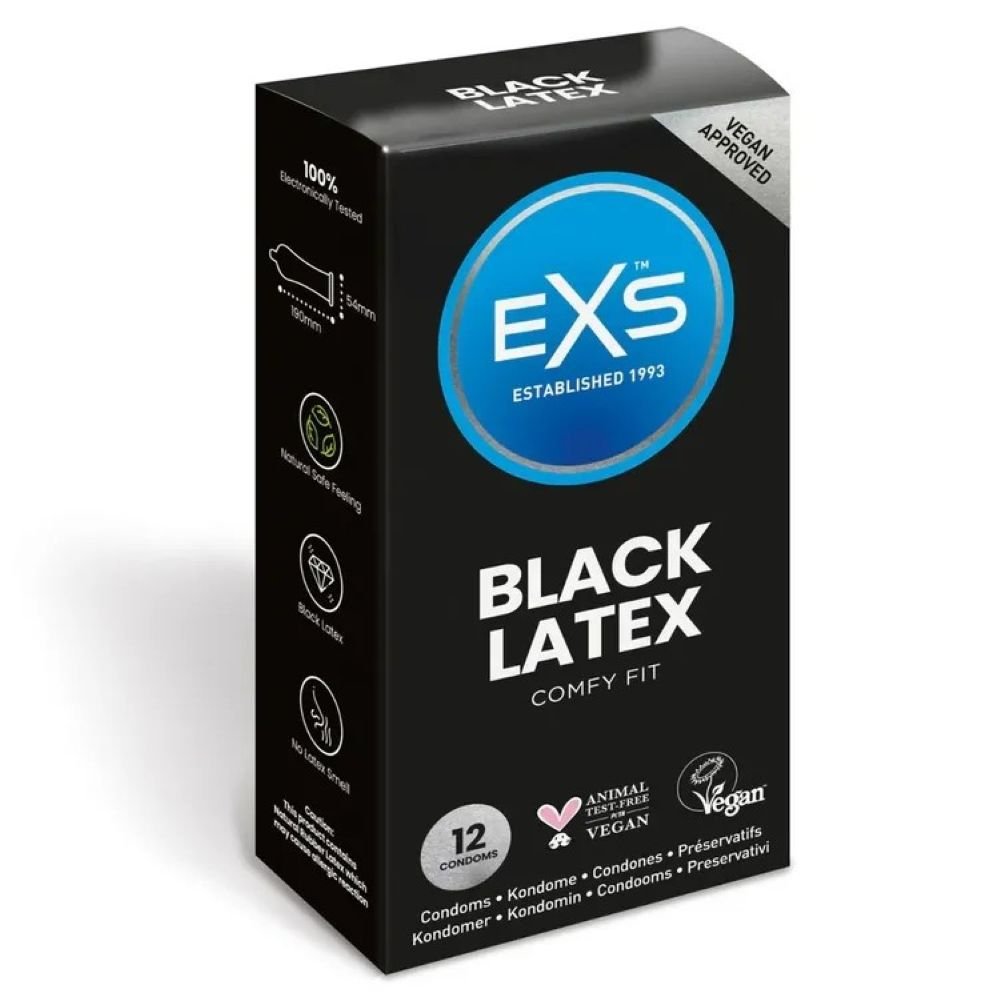 EXS Comfy Fit Black Latex Condoms - 12 Pack - Image 2