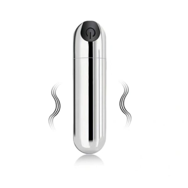 VibeX Mini Bullet, 10 Vibration Modes, ABS, USB, Silver, 7.5 cm
