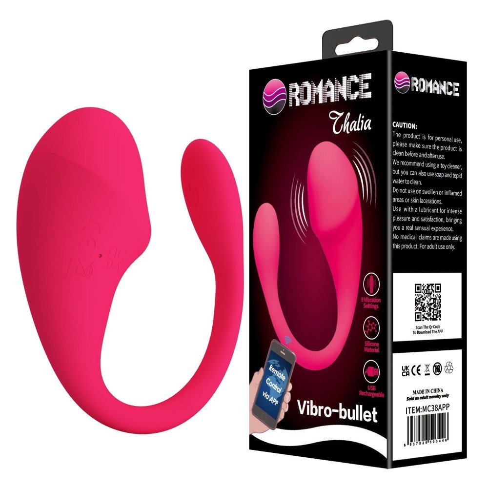 Pretty Love - Thalia Vibrator Egg, Bluetooth Control, Mobile App, Silicone, USB, Pink