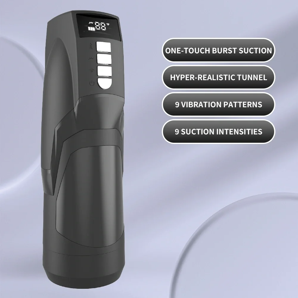 Automatic Vagina Masturbator 9 Vibration Modes, 9 Suction Modes, USB, TPE Realistic, Black, 26.5 cm - Image 3