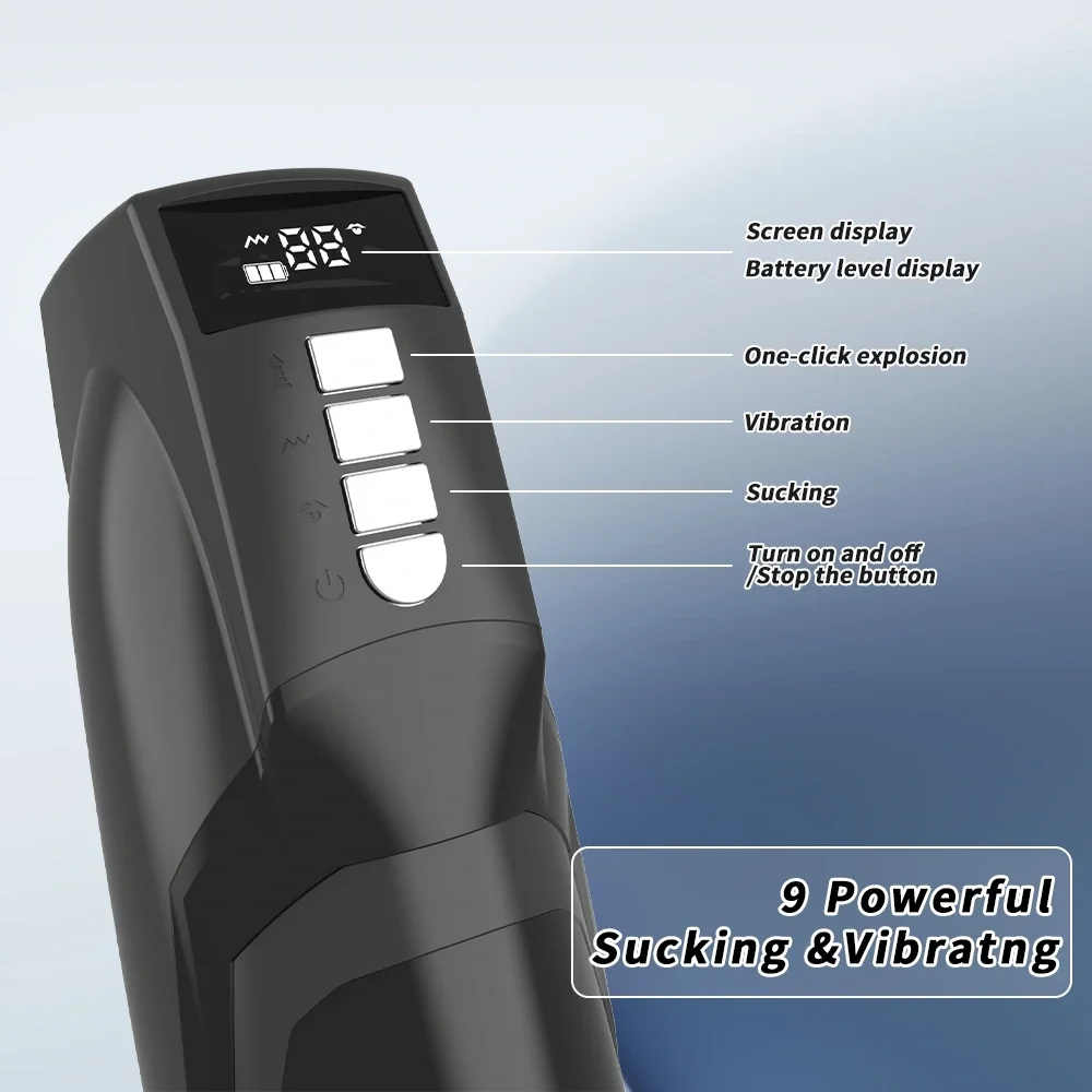 Automatic Vagina Masturbator 9 Vibration Modes, 9 Suction Modes, USB, TPE Realistic, Black, 26.5 cm - Image 4