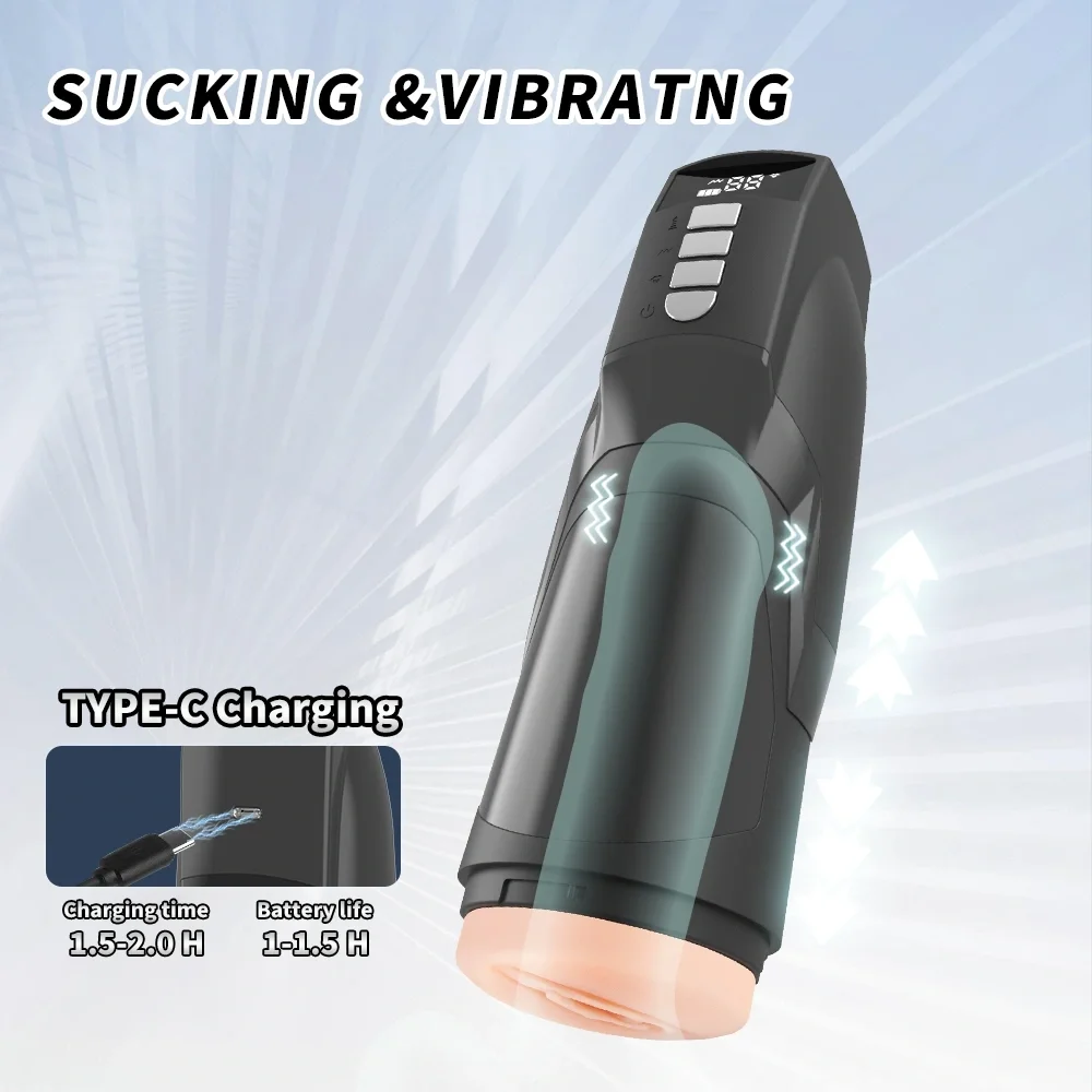 Automatic Vagina Masturbator 9 Vibration Modes, 9 Suction Modes, USB, TPE Realistic, Black, 26.5 cm - Image 2