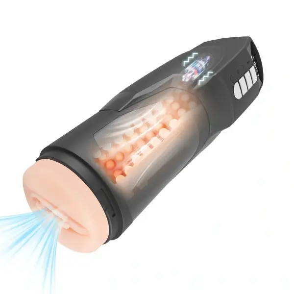 Automatic Vagina Masturbator 9 Vibration Modes, 9 Suction Modes, USB, TPE Realistic, Black, 26.5 cm