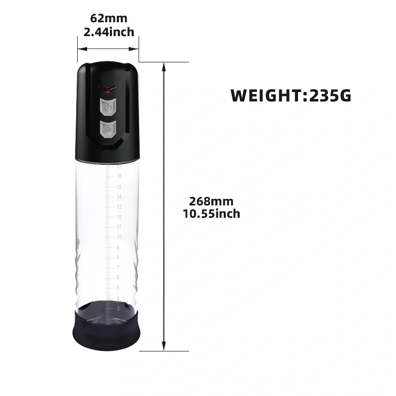 Electric Penis Pump, 2 Suction Mode, Silicone Sleeve, USB, 26.8 cm - Image 4