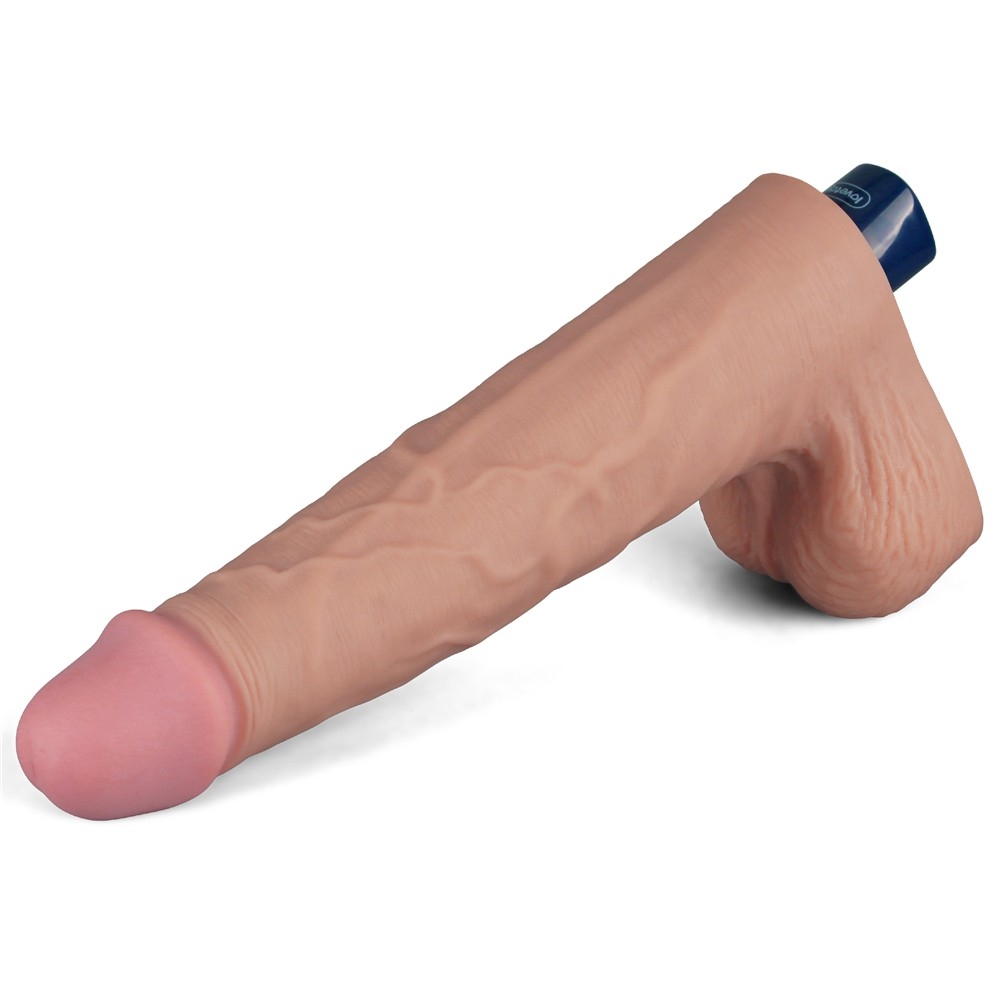 10.5" REAL SOFTEE Rechargeable Vibrating Dildo - Flesh - Image 6