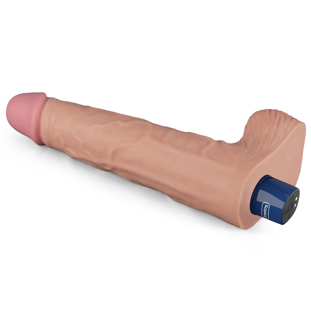 10.5" REAL SOFTEE Rechargeable Vibrating Dildo - Flesh - Image 5