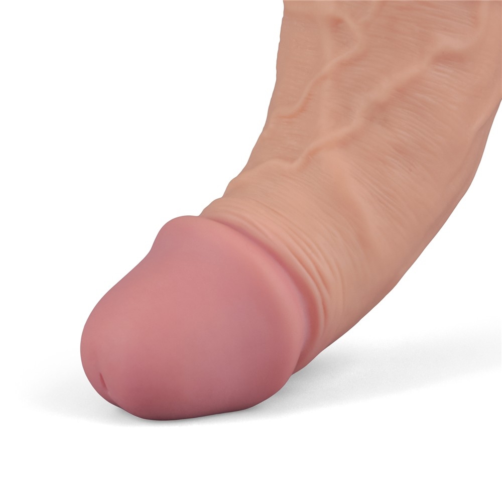 10.5" REAL SOFTEE Rechargeable Vibrating Dildo - Flesh - Image 4