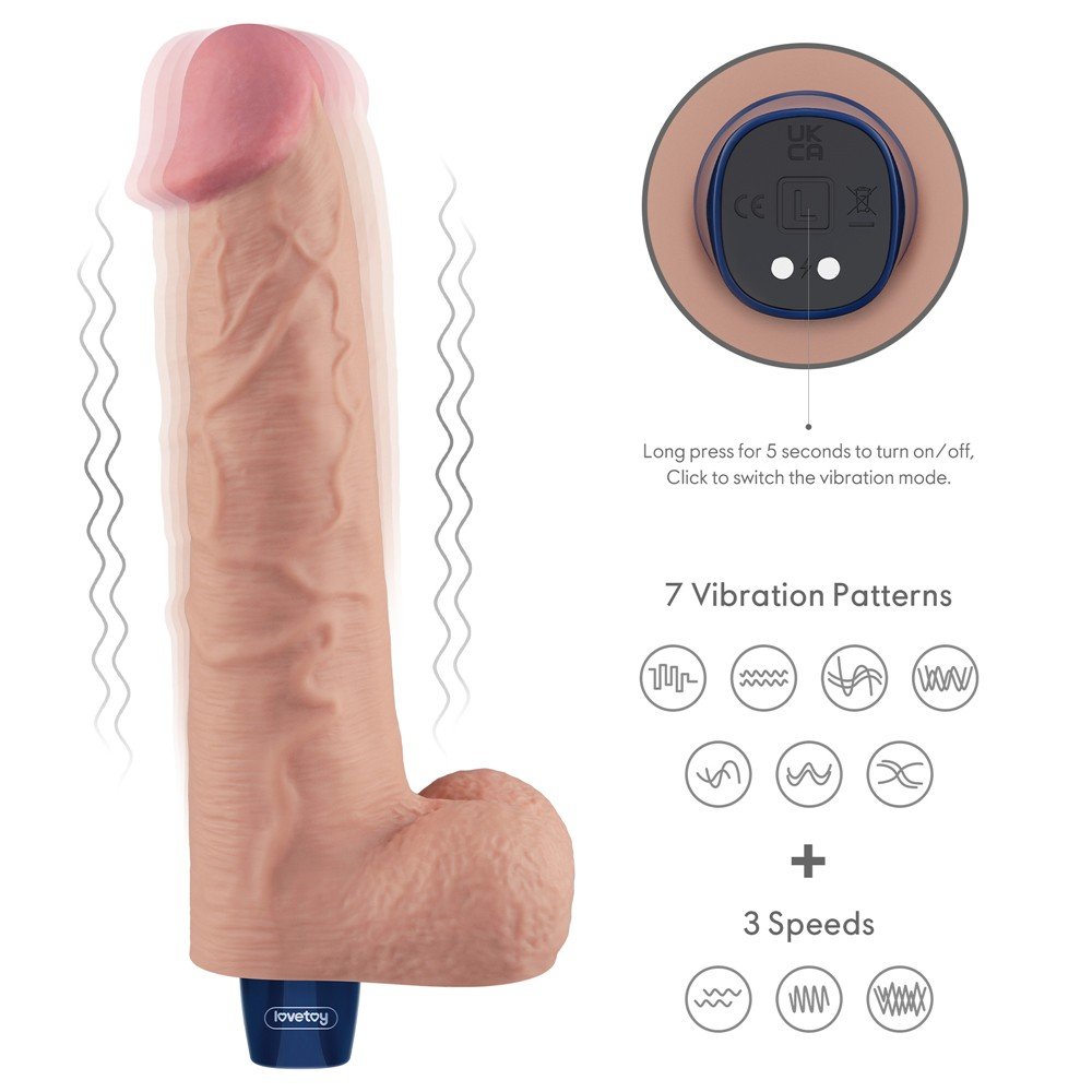 10.5" REAL SOFTEE Rechargeable Vibrating Dildo - Flesh - Image 2
