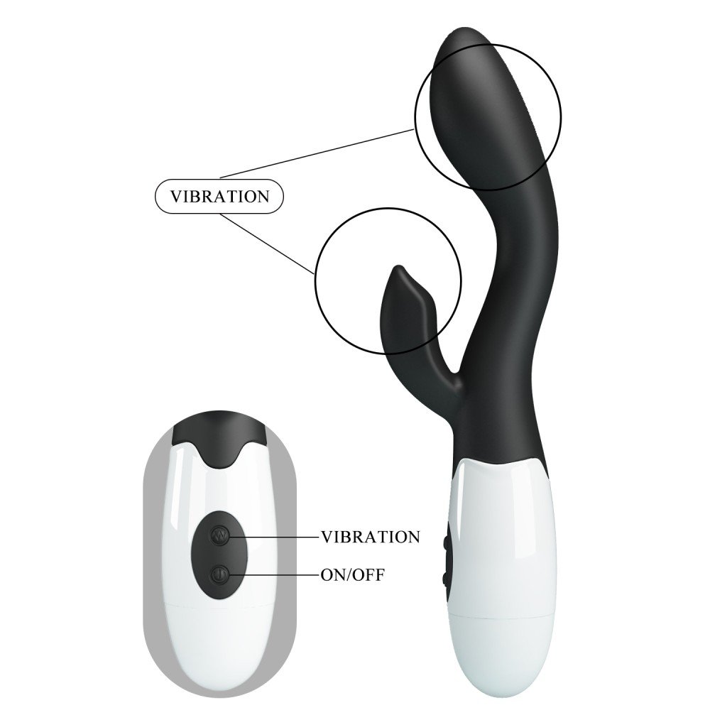 Pretty Love - Brighty G-Spot Rabbit Silicone Vibrator - Black - Image 2