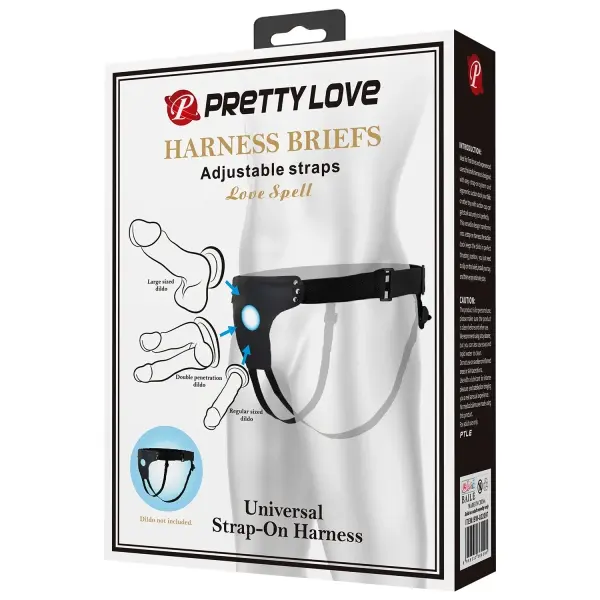 Pretty Love Harness Strap-On Briefs-Black
