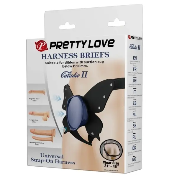 Pretty Love Caludio II, Harness Strap-On Briefs - Black/Blue
