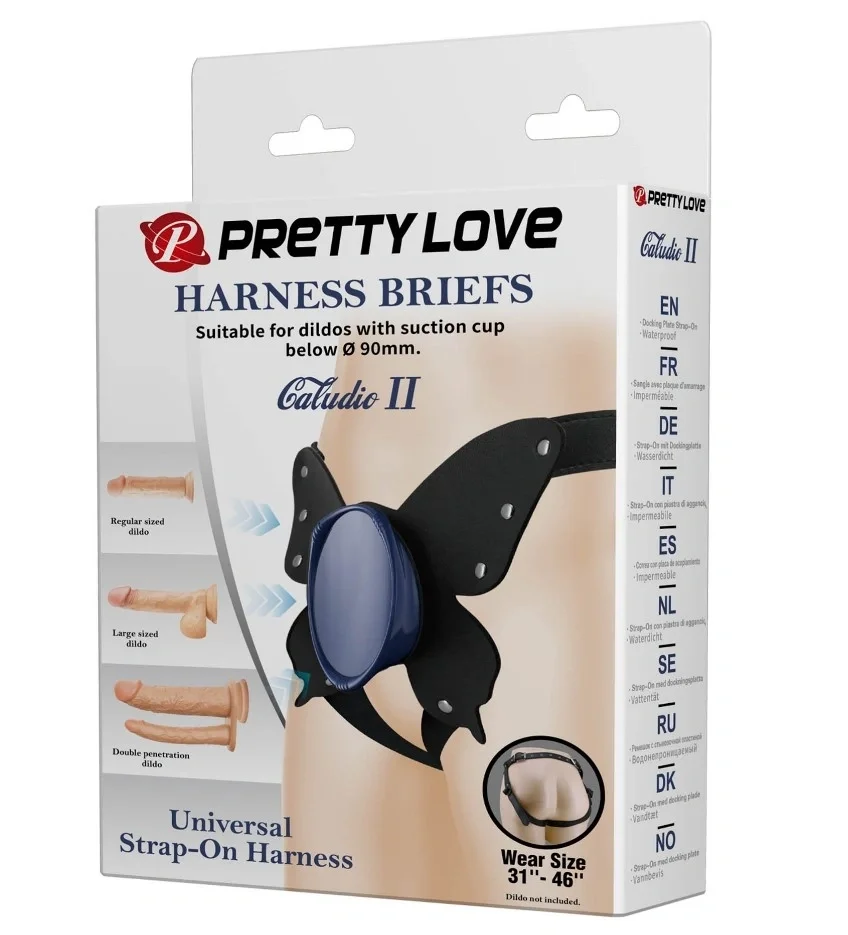 Pretty Love Caludio II, Harness Strap-On Briefs - Black/Blue