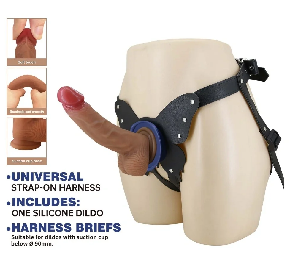 Pretty Love Wells Strap-on Harness Briefs, Suction Cup Attachment, Silicone Dildo, Natural, 20.6 cm - Image 2