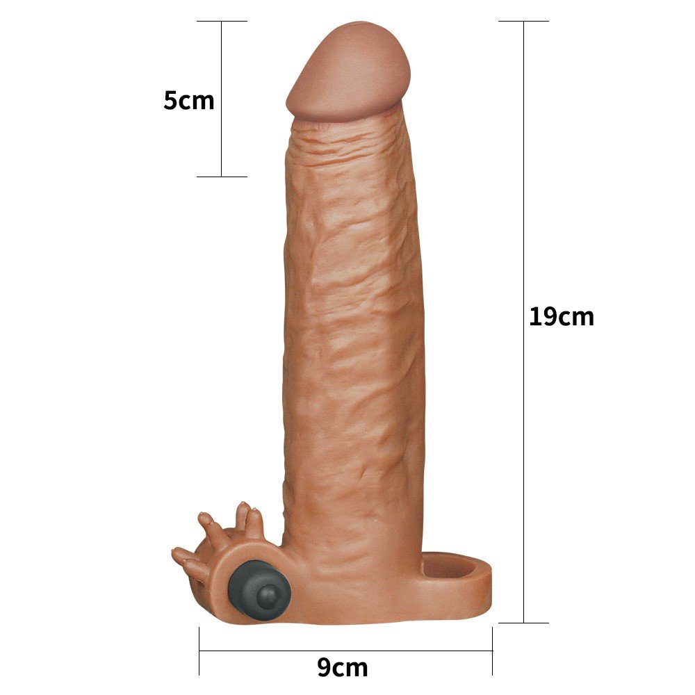 Pleasure X-Tender Vibrating Penis Sleeve 5-Brown - Image 4