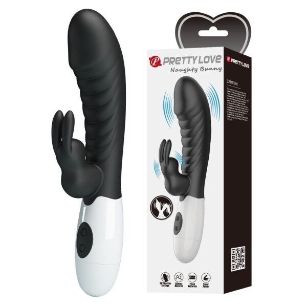 Pretty Love - Naugthy Bunny, Clitoris Stimulant, G-spot, Rabbit Vibrator-Black