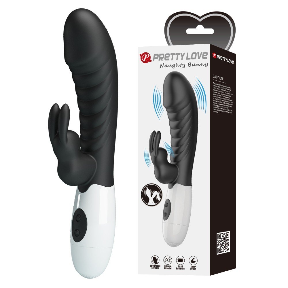 Pretty Love - Naugthy Bunny, Clitoris Stimulant, G-spot, Rabbit Vibrator-Black