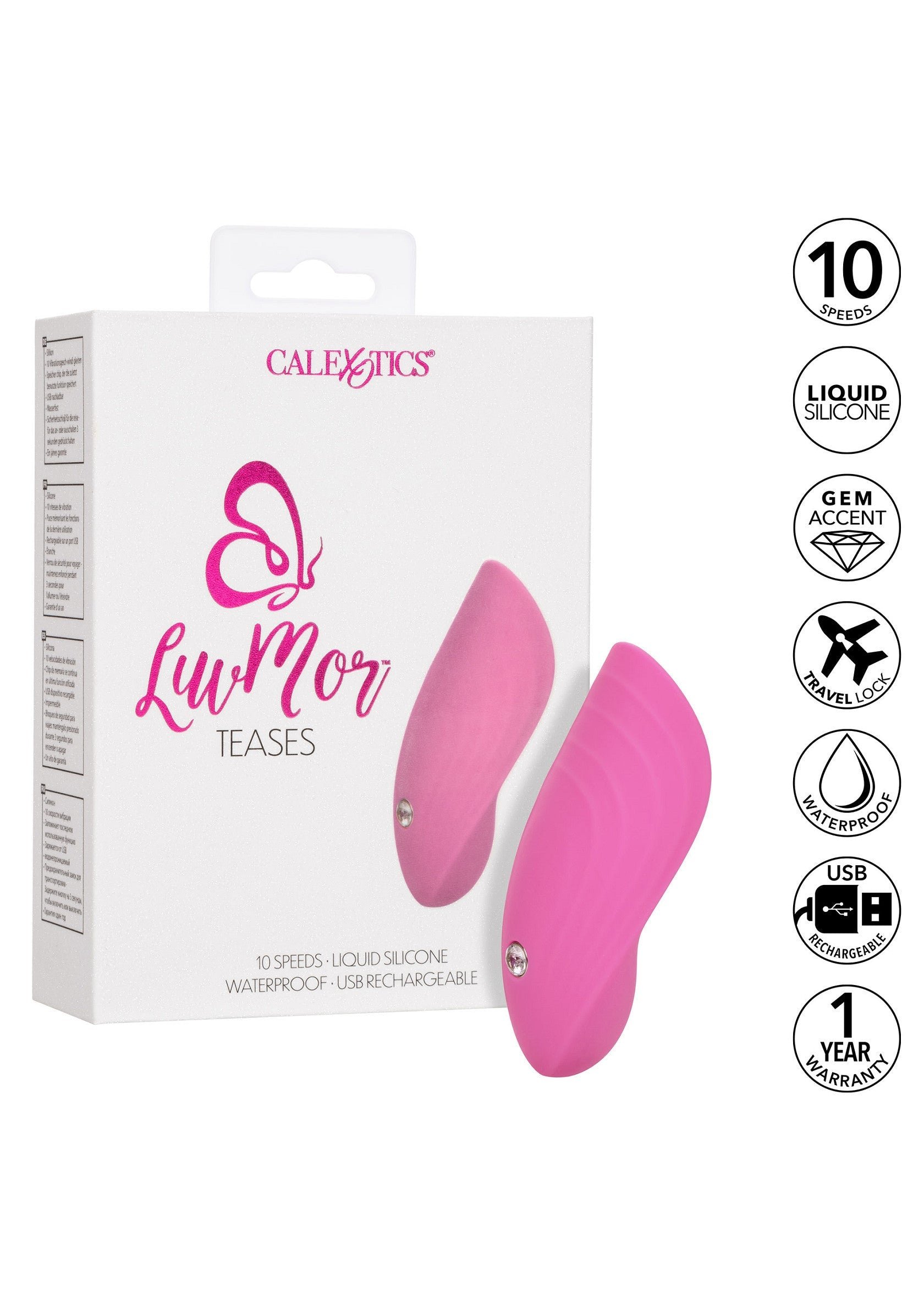 CalExotics LuvMor Teases, Silicone Clitoris USB Rechargeable Stimulator - Pink