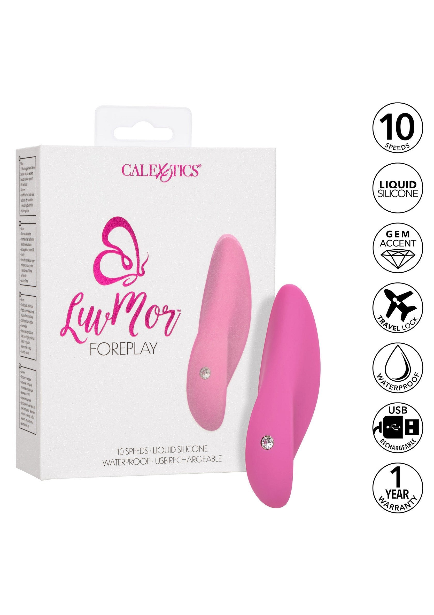CalExotics LuvMor Foreplay, Silicone Clitoris USB Rechargeable Stimulator - Pink