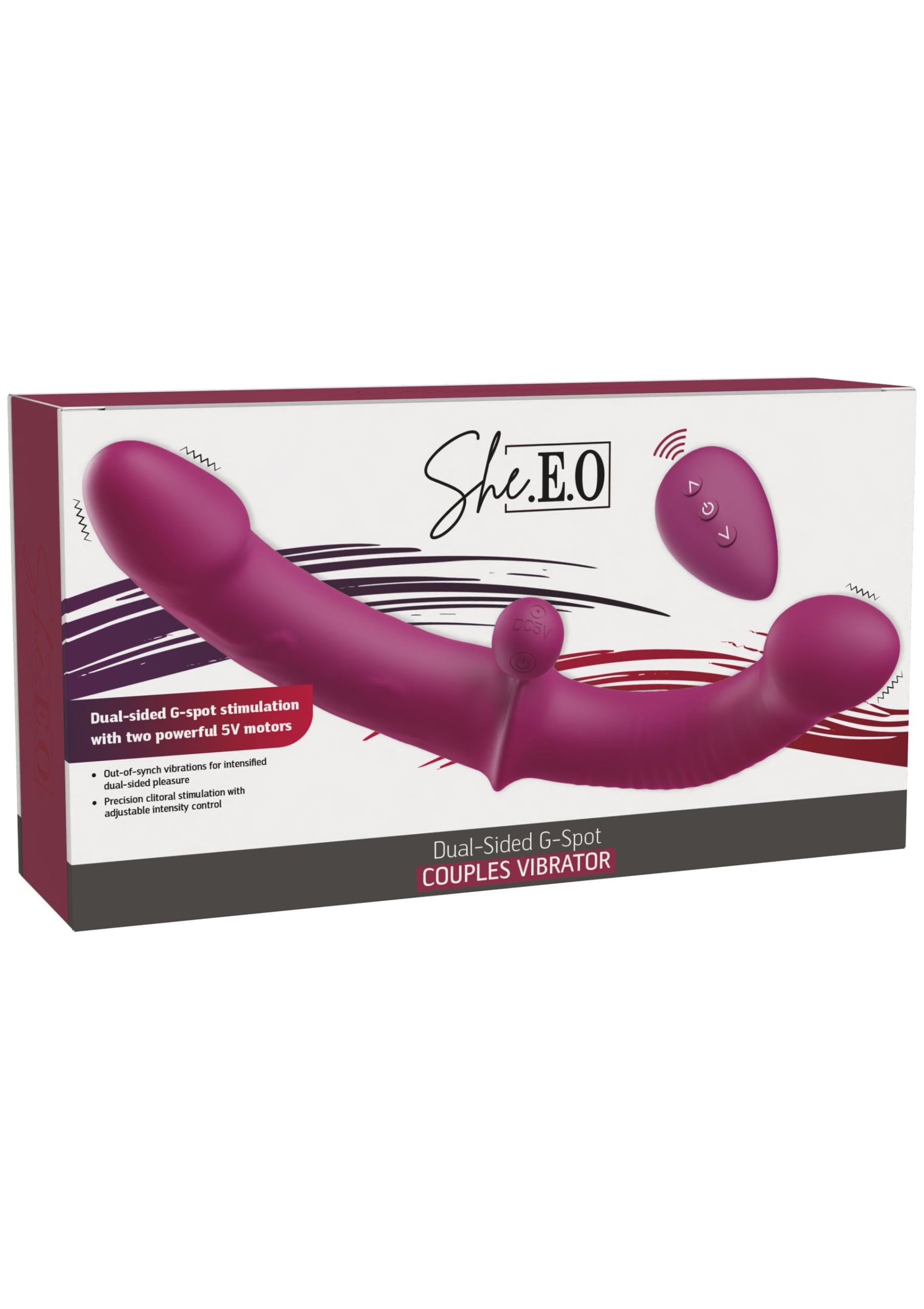 She.E.O Dual-Sided G-Spot Couples Silicone Rechargeable Wireless Vibrator – Purple - Image 3