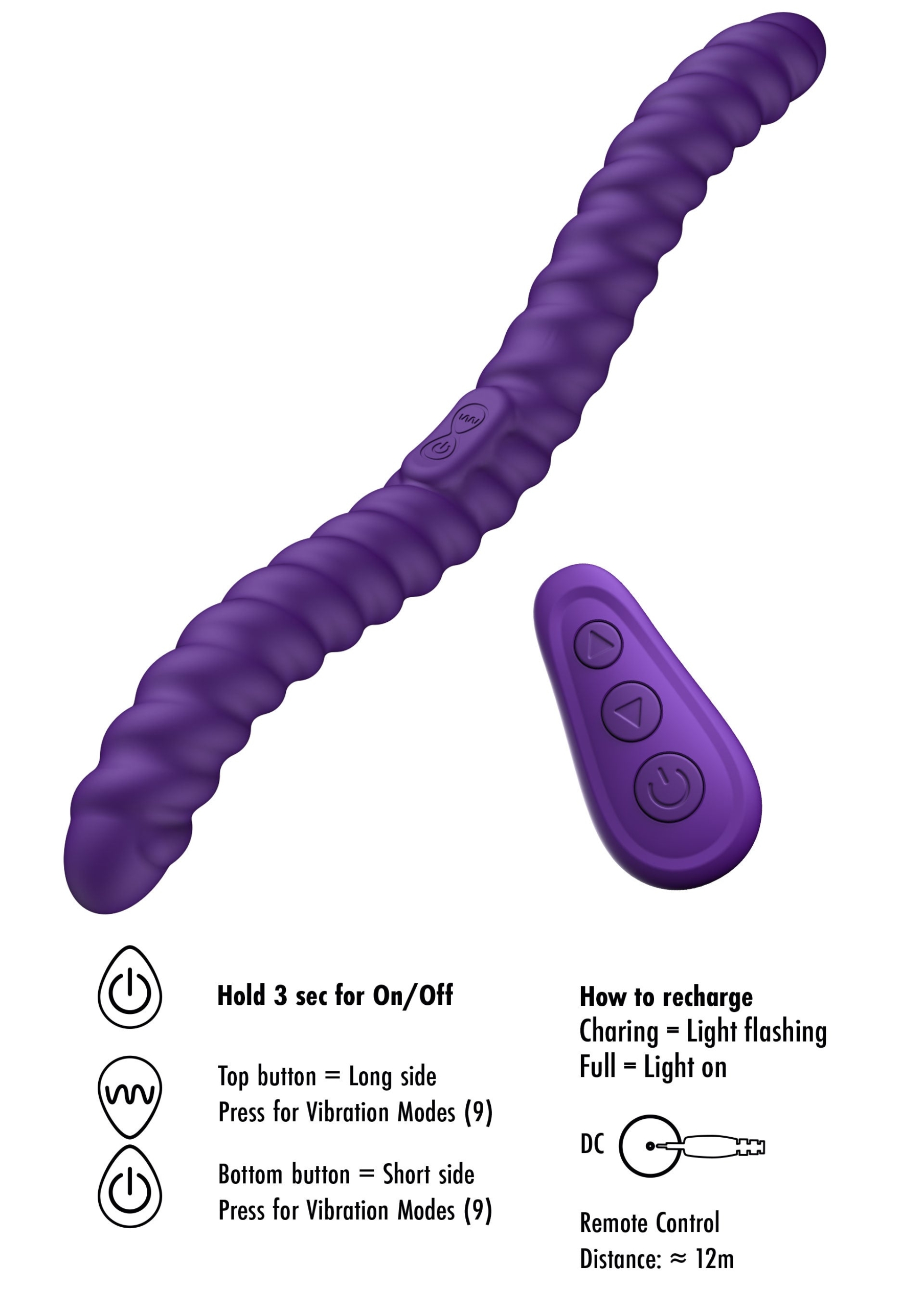 She.E.O Dual-Sided Flexible Silicone Rechargeable Wireless Vibrator - Purple - Image 5