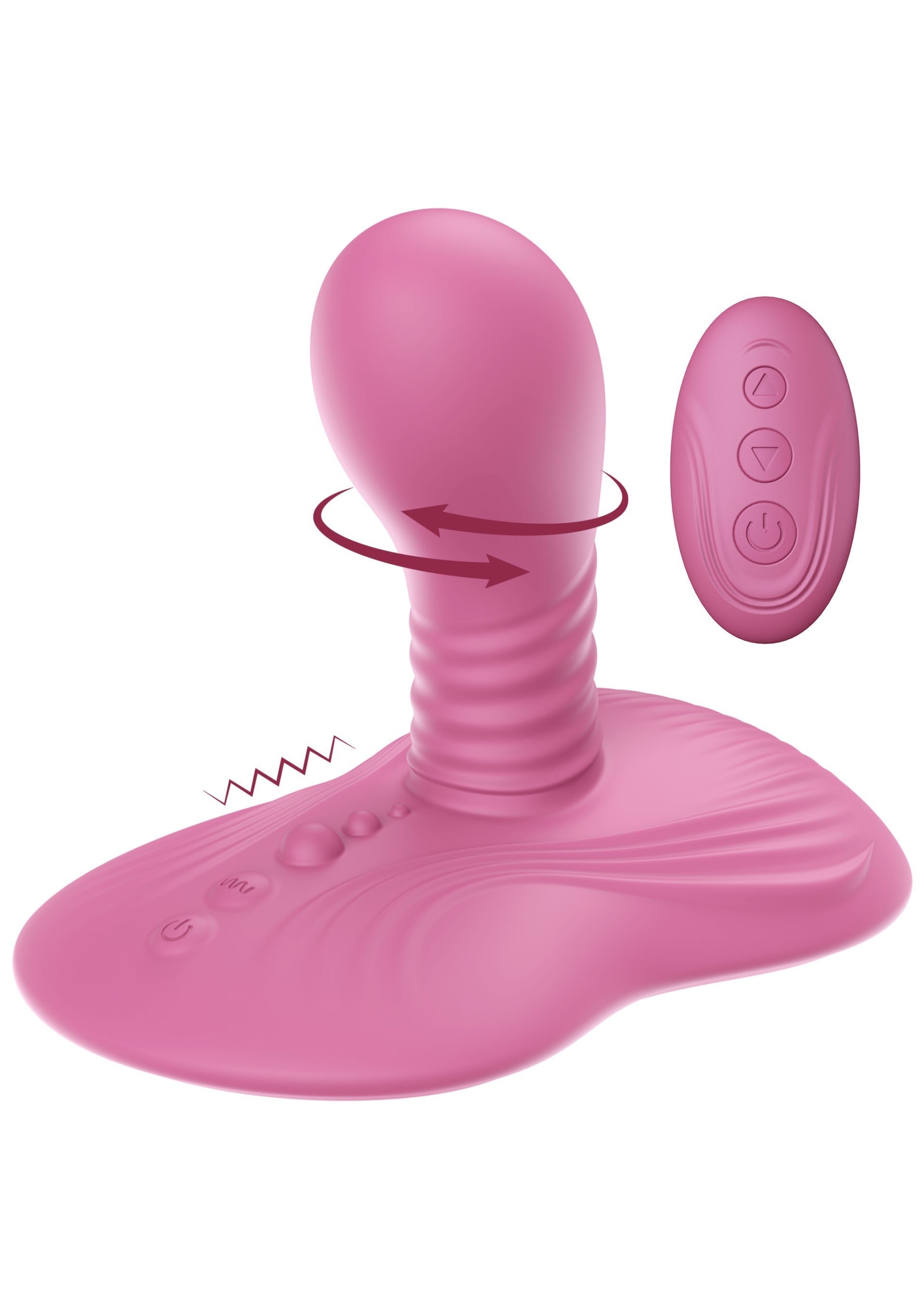She.E.O Rotating Vibrating Grinder Rechargeable Silicone Wireless Vibrator - Pink