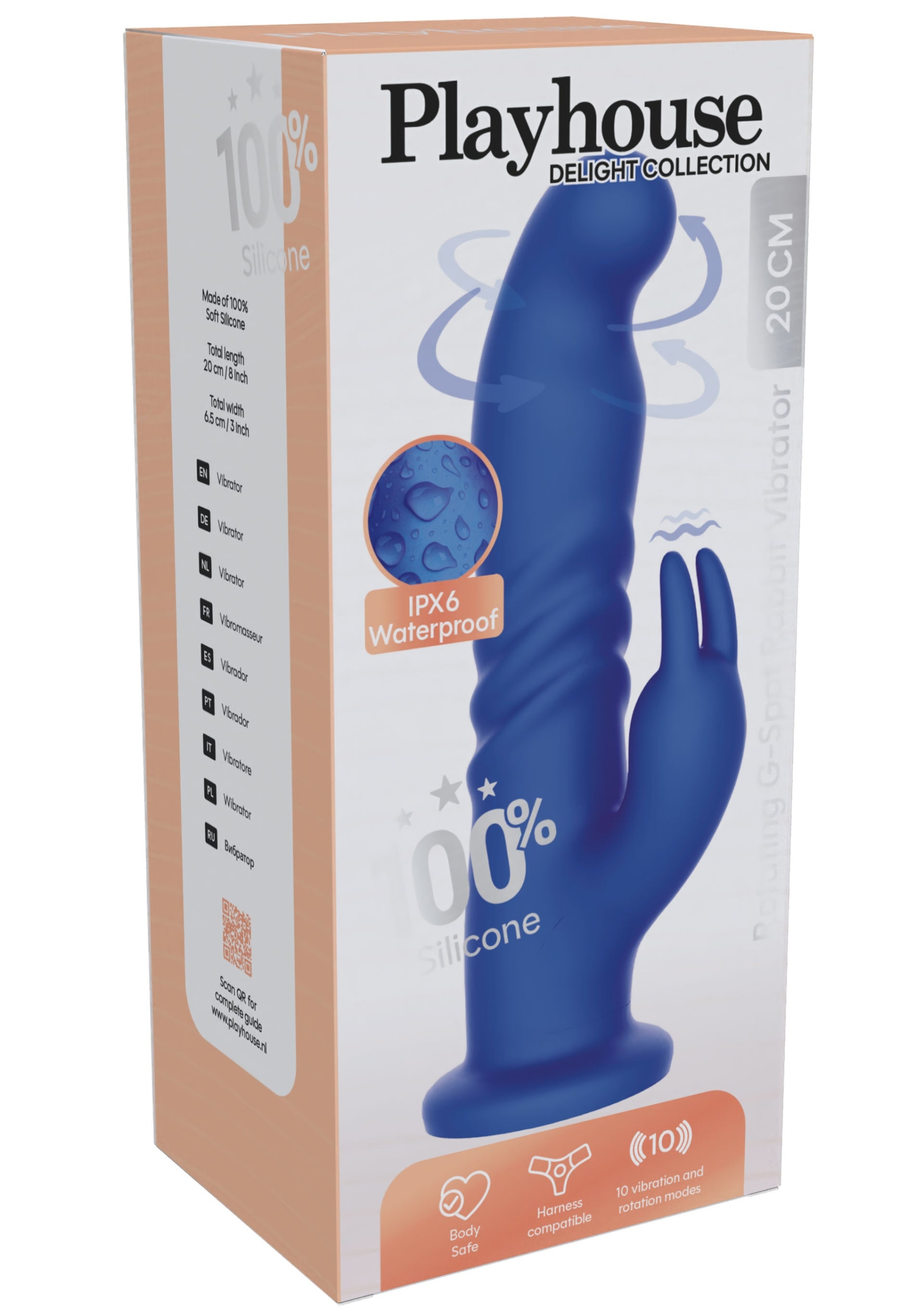 Delight Rotating G-Spot Silicone Rechargeable Suction Cup Rabbit Vibrator – Blue - Image 2