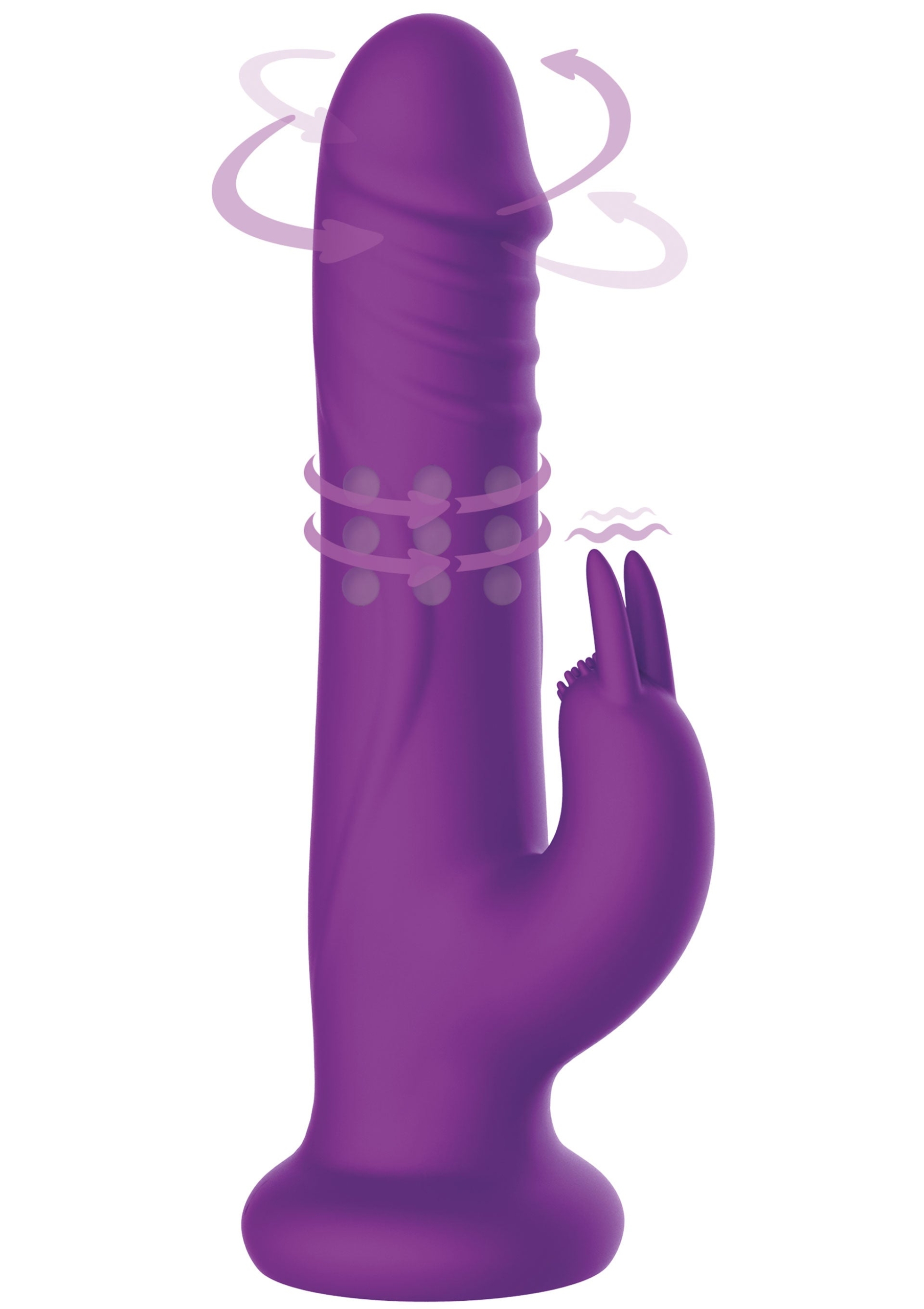 Delight Rotating Beads Rabbit Silicone Rechargeable Suction Cup Vibrator - Purple - Image 2