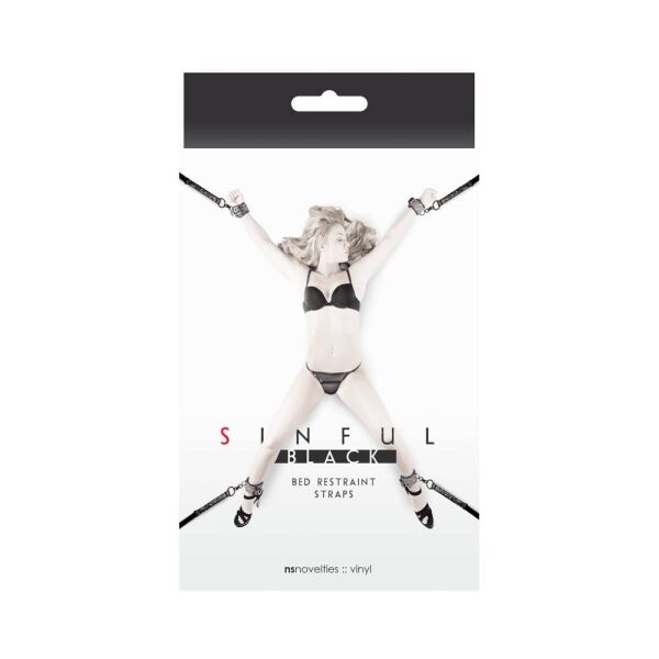 NS Sinful Black Bed Restraint Straps - Black