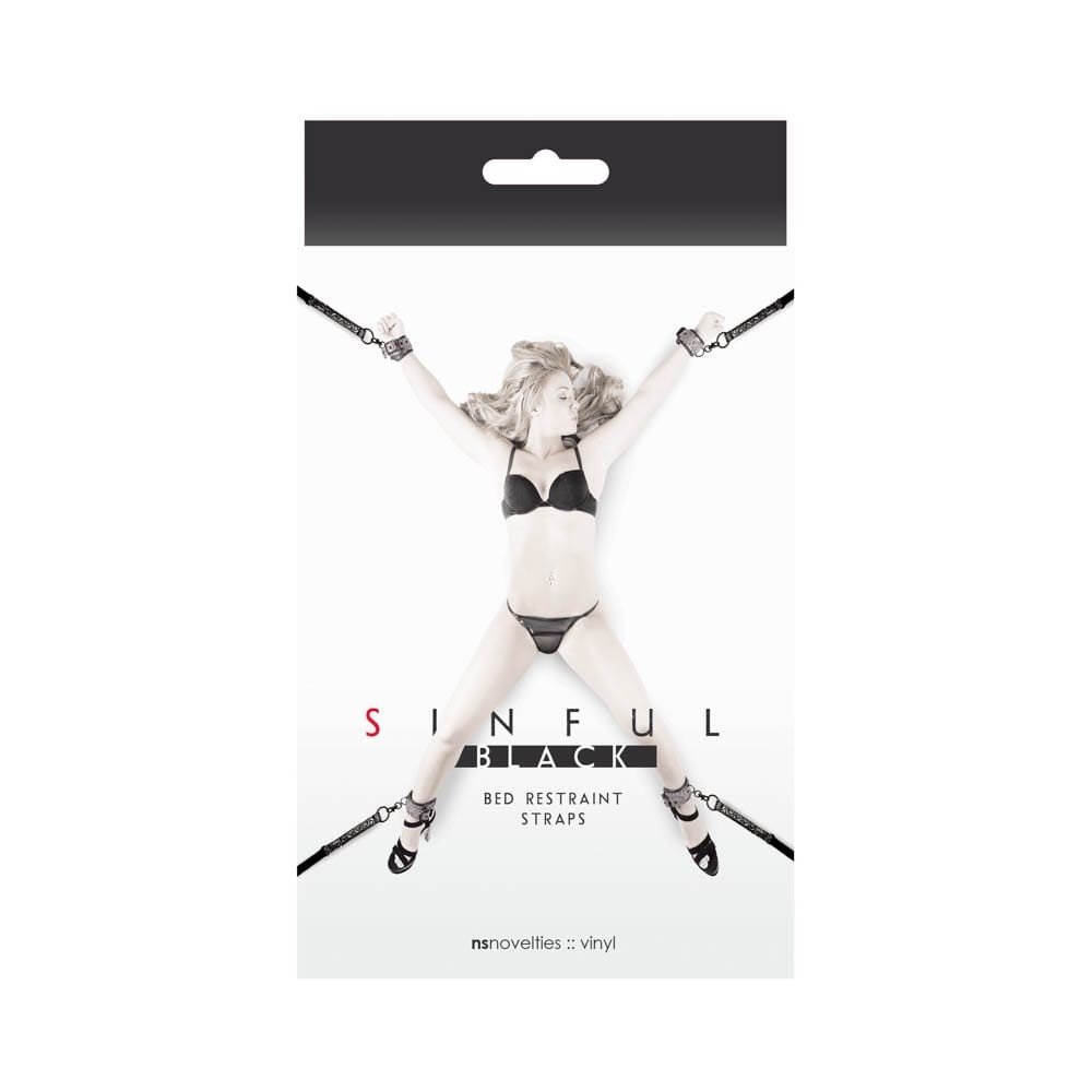 NS Sinful Black Bed Restraint Straps - Black