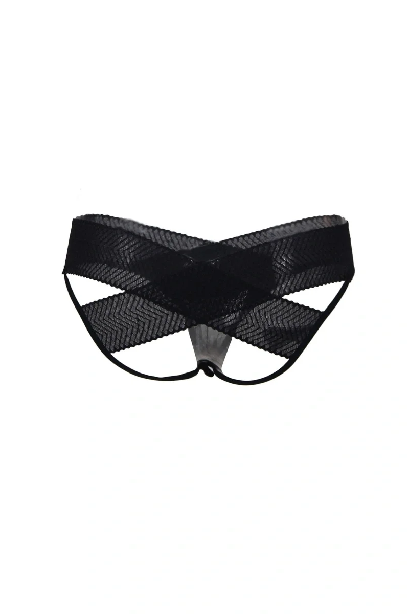 Sexy Open Back Bikini, Soft Lace, Black, S/M - Image 3