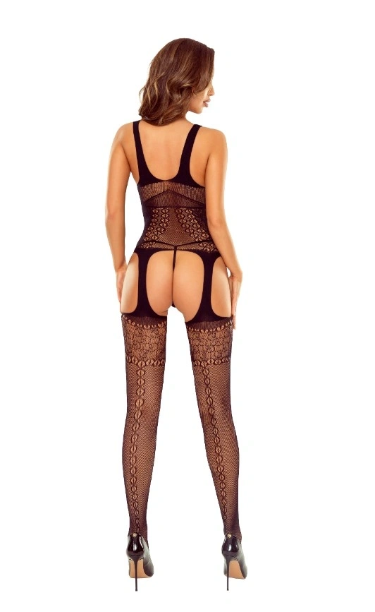 Provocative Bodystocking, Garter Pattern, Black, S-L - Image 2
